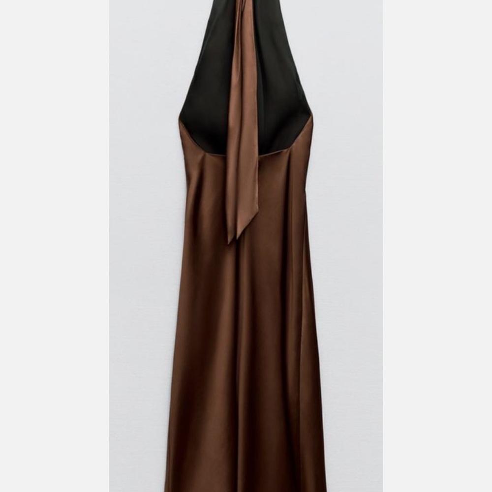 Zara Brown Halter Cocktail Gown - Picture 5 of 8